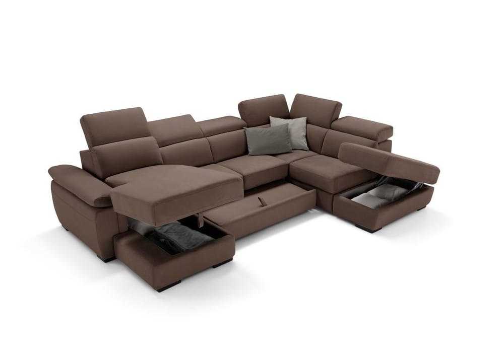 Chaise longue, 2 posti con angolo e pouf contenitore - Photo 1