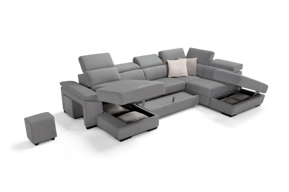 Chaise longue contenitore, 2 sedute, angolo terminale e pouff contenitore - Photo 1